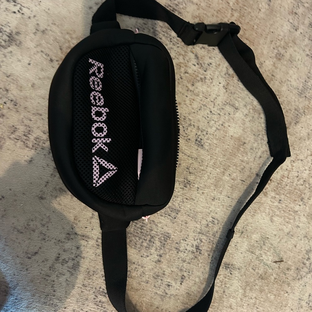 Reebok Black and Light Pink Waist Bag